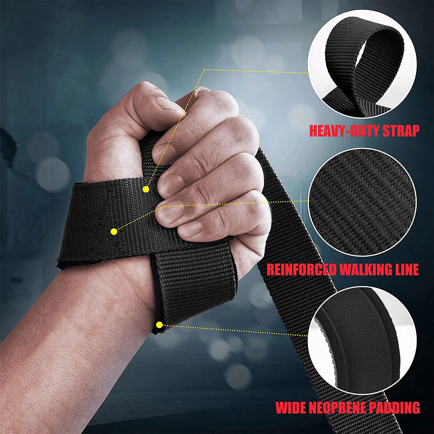 Padded Lifting Straps - Zwart